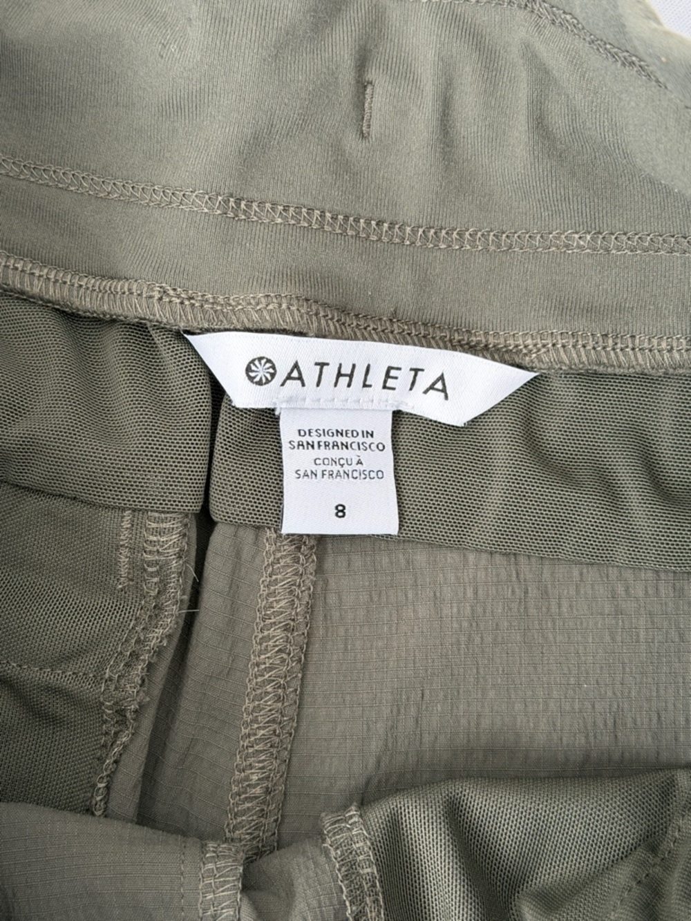 Athleta Womenβs Olive Green Jogger Pants Size 8 Zip Pockets - Picture 4 of 11